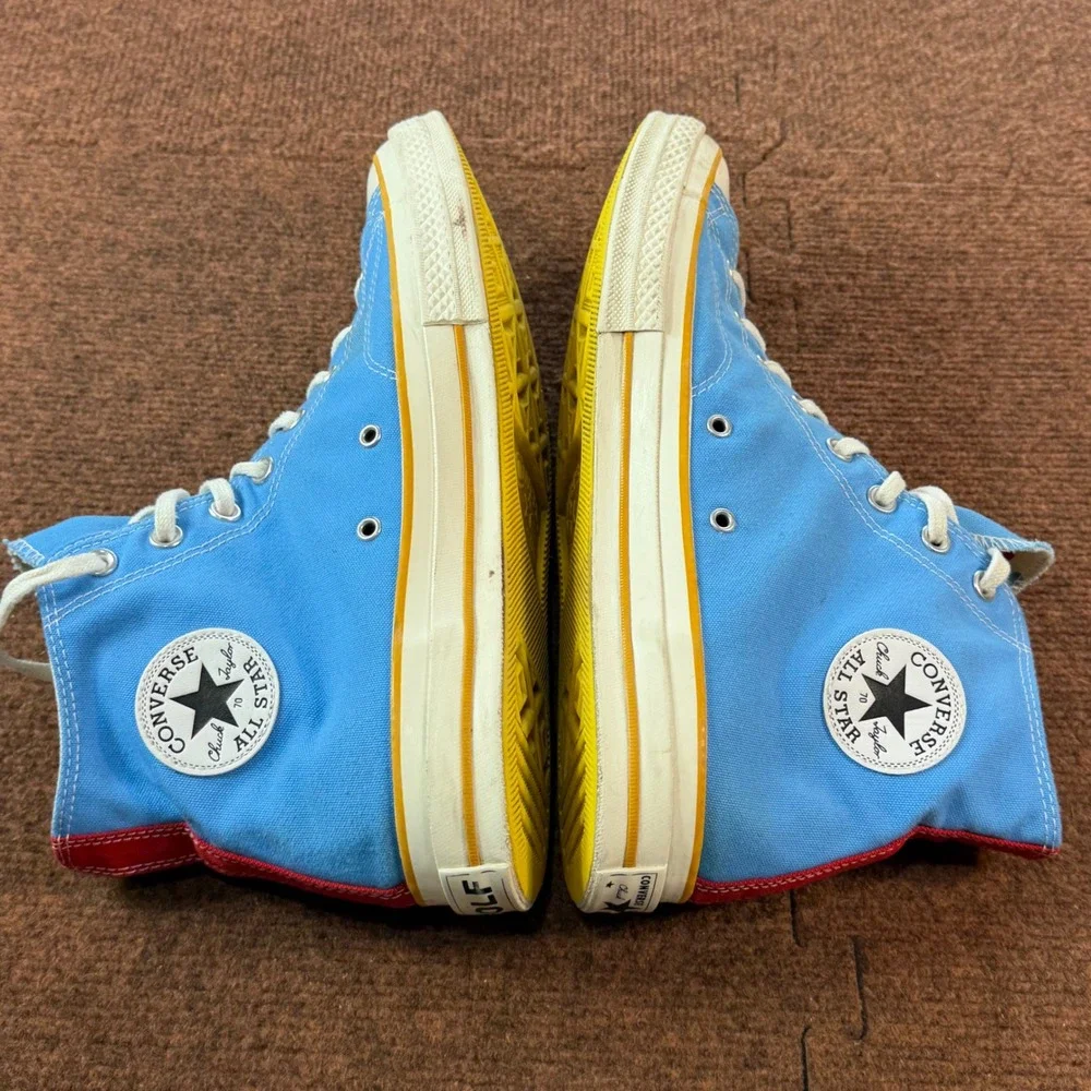 B- Converse Chuck 70 Hi Golf Wang By You Blue Yellow Red Mens 12 A04325C Sneaker